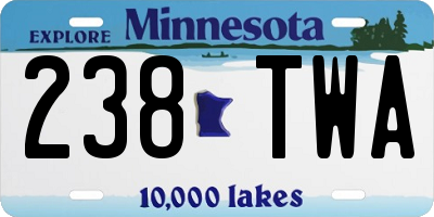 MN license plate 238TWA