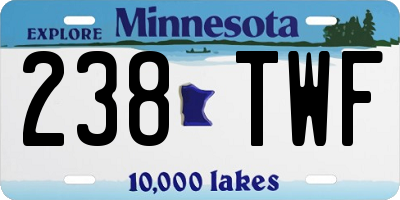 MN license plate 238TWF