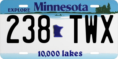 MN license plate 238TWX