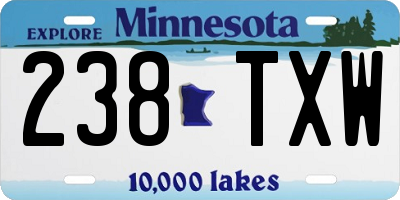MN license plate 238TXW