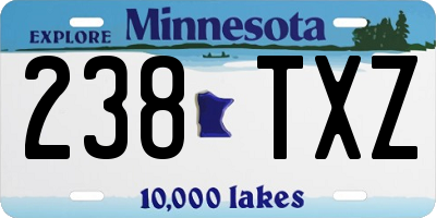 MN license plate 238TXZ