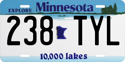 MN license plate 238TYL
