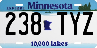 MN license plate 238TYZ