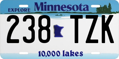 MN license plate 238TZK