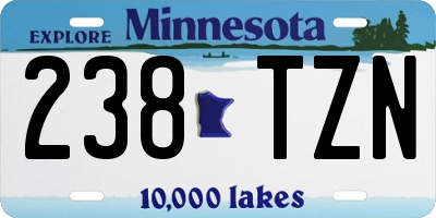 MN license plate 238TZN