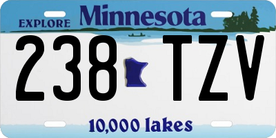 MN license plate 238TZV