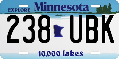 MN license plate 238UBK