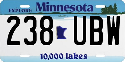 MN license plate 238UBW