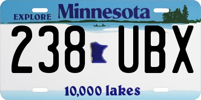 MN license plate 238UBX