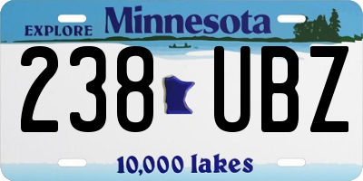 MN license plate 238UBZ
