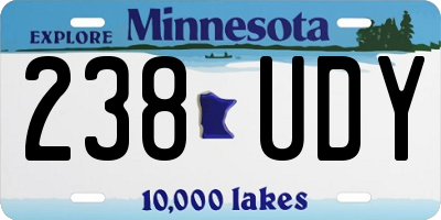 MN license plate 238UDY