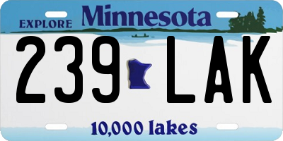 MN license plate 239LAK