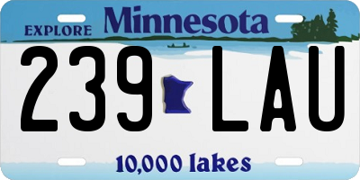 MN license plate 239LAU