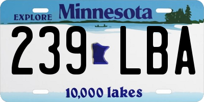MN license plate 239LBA