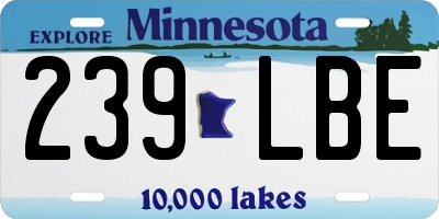 MN license plate 239LBE