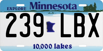 MN license plate 239LBX