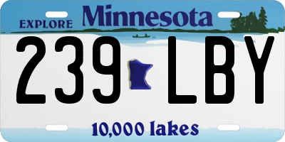MN license plate 239LBY