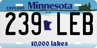 MN license plate 239LEB