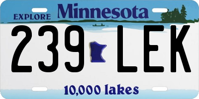 MN license plate 239LEK