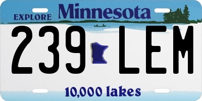 MN license plate 239LEM