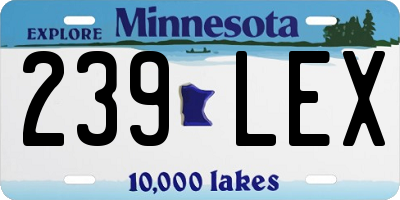 MN license plate 239LEX