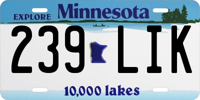 MN license plate 239LIK