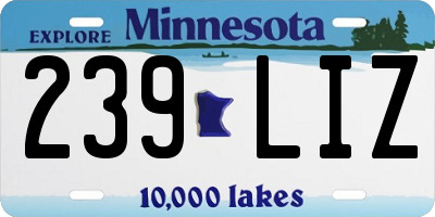 MN license plate 239LIZ