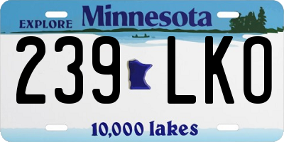 MN license plate 239LKO