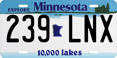MN license plate 239LNX