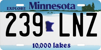 MN license plate 239LNZ
