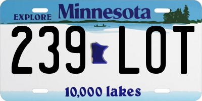 MN license plate 239LOT