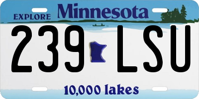 MN license plate 239LSU