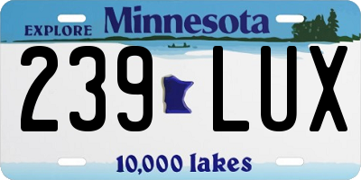 MN license plate 239LUX
