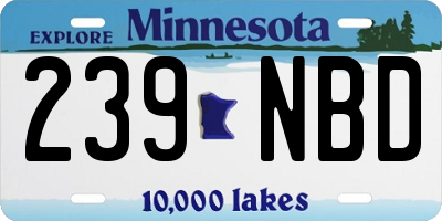 MN license plate 239NBD