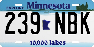 MN license plate 239NBK
