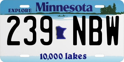MN license plate 239NBW