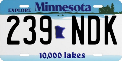 MN license plate 239NDK