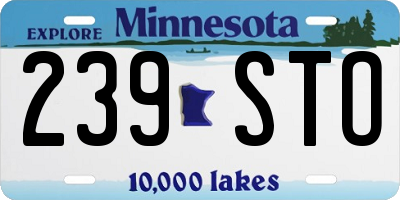 MN license plate 239STO