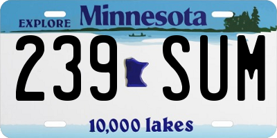 MN license plate 239SUM