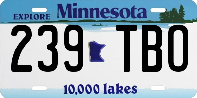 MN license plate 239TBO
