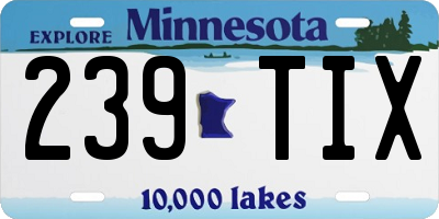 MN license plate 239TIX