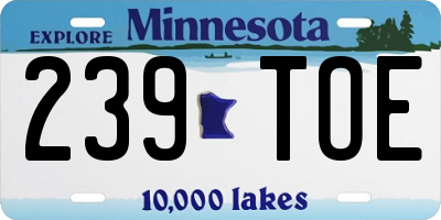 MN license plate 239TOE