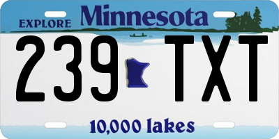 MN license plate 239TXT