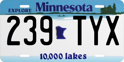 MN license plate 239TYX