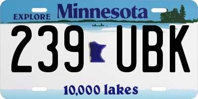 MN license plate 239UBK