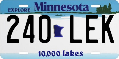 MN license plate 240LEK