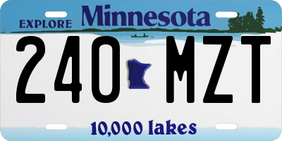 MN license plate 240MZT