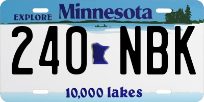 MN license plate 240NBK