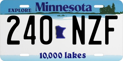 MN license plate 240NZF