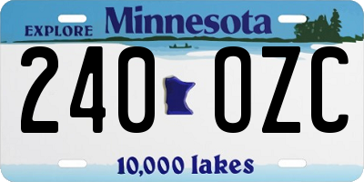 MN license plate 240OZC
